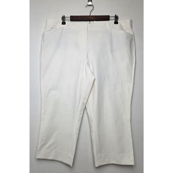 Lafayette 148 White Capri‎ Stretch Pants Chinos Women's Sz 16 - Picture 1 of 5